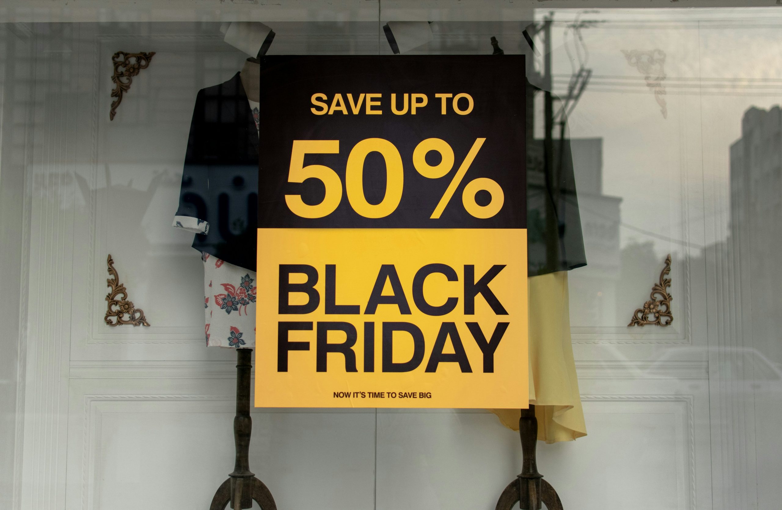 sign in window indicating a Black Friday sale of 50% off